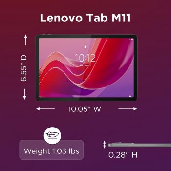 Lenovo Tab M11, 11” Display, MediaTek Helio G88 Octa-Core, 4GB RAM, 128GB SSD, 1920x1200 px, Ambient Light-Sensor