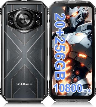 DOOGEE S Cyber Rugged Smartphone, Android 14, 10800mAh Battery Rugged Phone, 20GB RAM +256GB ROM, Expandable to 1TB, 6.5