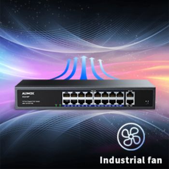 18-Port Ethernet Gigabit PoE Switch, 16-Port PoE with 2 Uplink Gigabit Ports, 250W Built-in Power, Metal Casing  